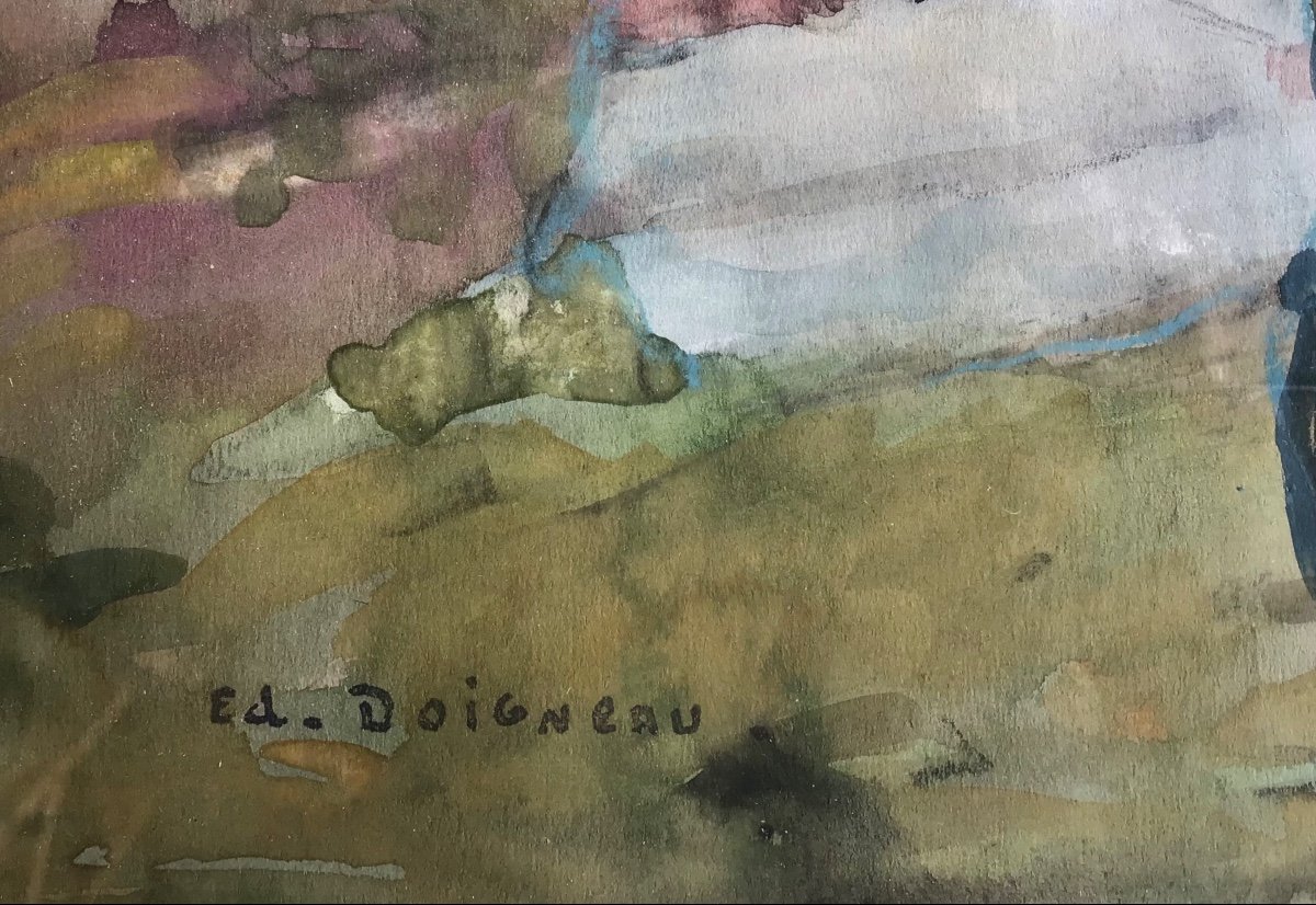 Edouard Doigneau, Brittany Landscape, Watercolor-photo-4