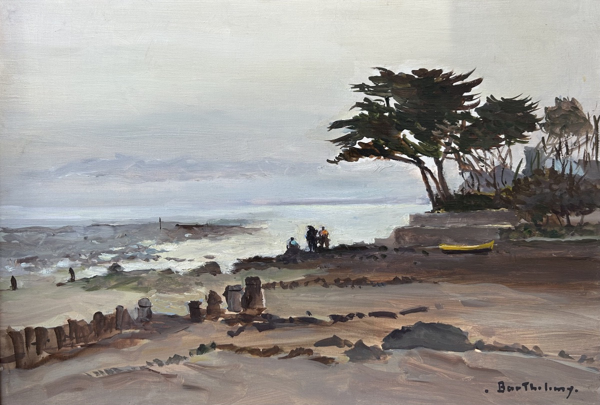 Gérard Barthélemy, soleil couchant, huile sur toile-photo-2