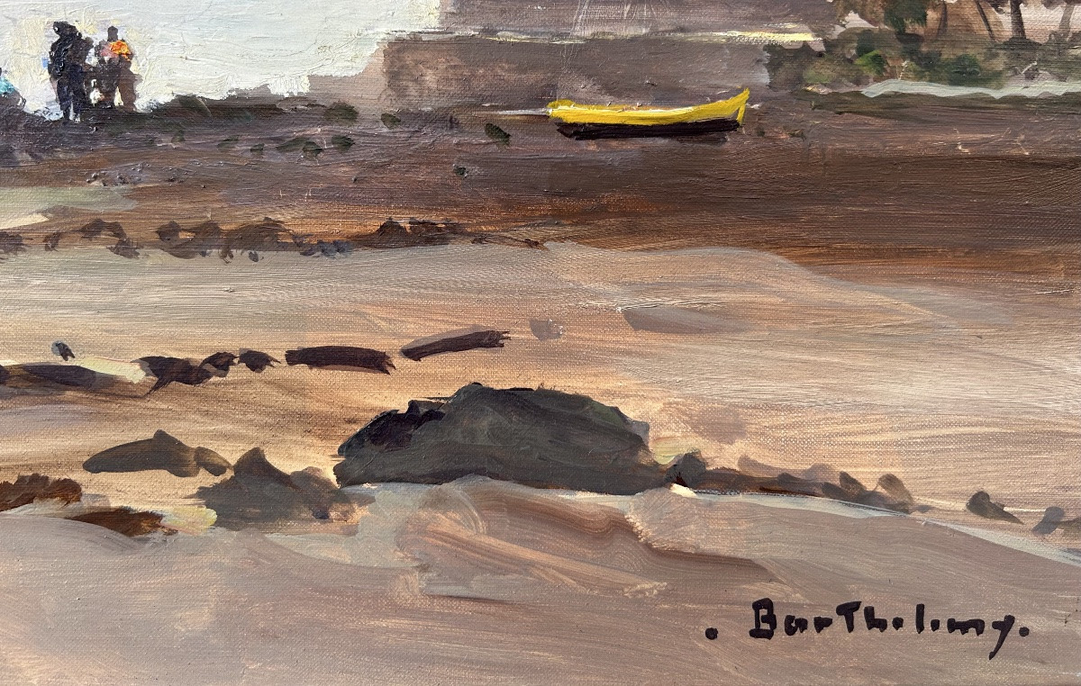 Gérard Barthélemy, soleil couchant, huile sur toile-photo-4