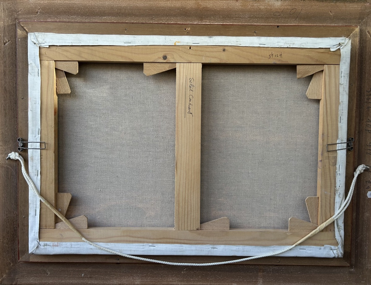 Gérard Barthélemy, soleil couchant, huile sur toile-photo-1