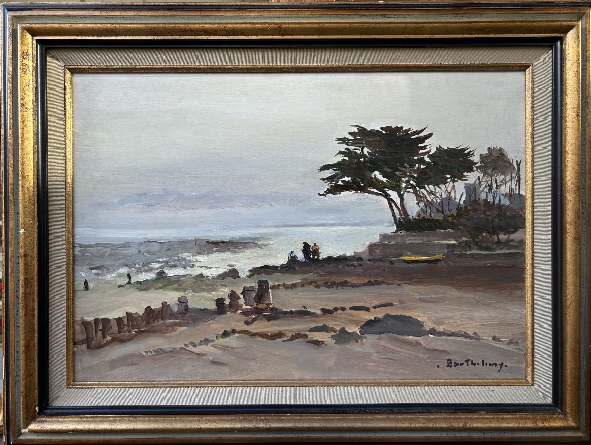 Gérard Barthélemy, soleil couchant, huile sur toile