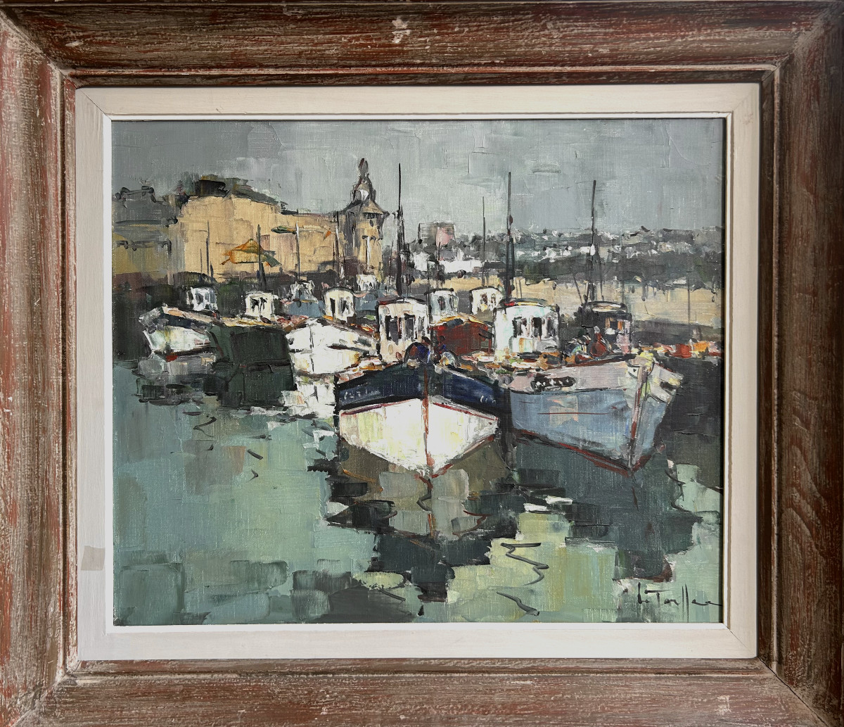 Jean Louis Le Toullec, Chalutiers au port de Concarneau, huile sur toile