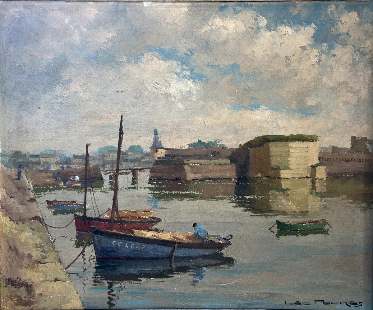 Léo Pernès, Concarneau, huile sur toile-photo-3