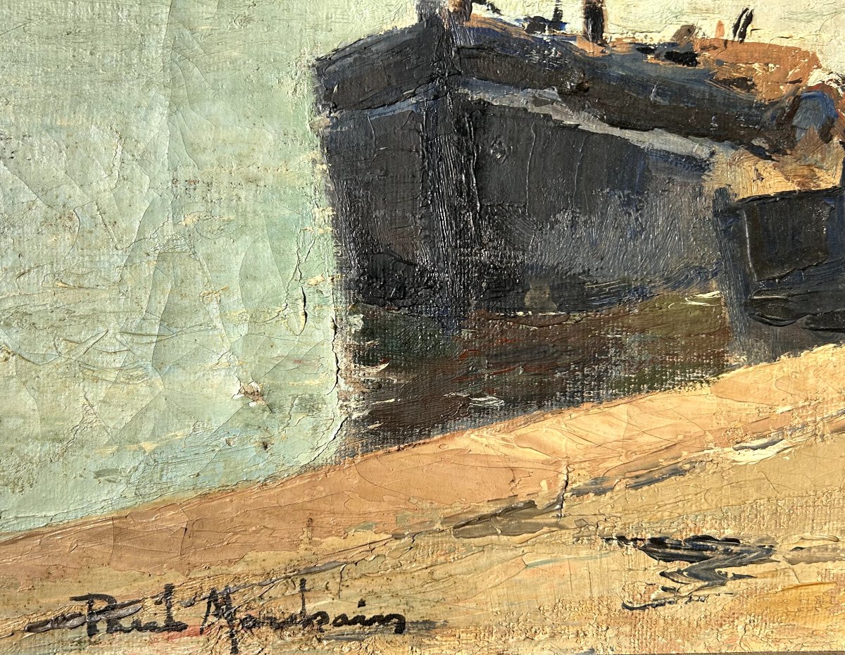 Paul Morchain, débarquement de sardines autour de Douarnenez, huile sur toile-photo-2