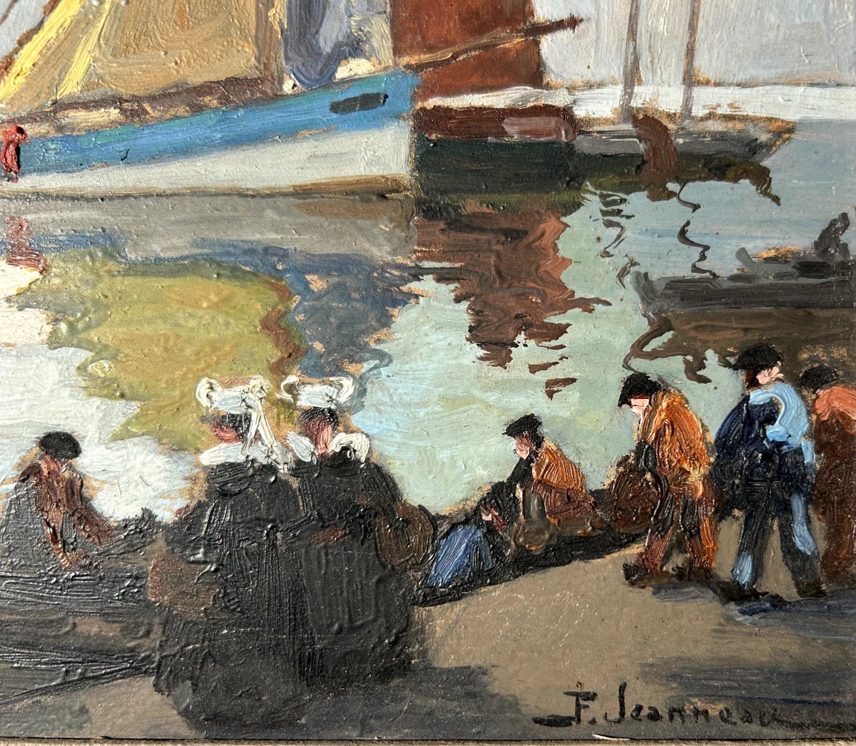 Fernand Jeanneau, Tuna Boats At Concarneau, Oil On Panel-photo-2