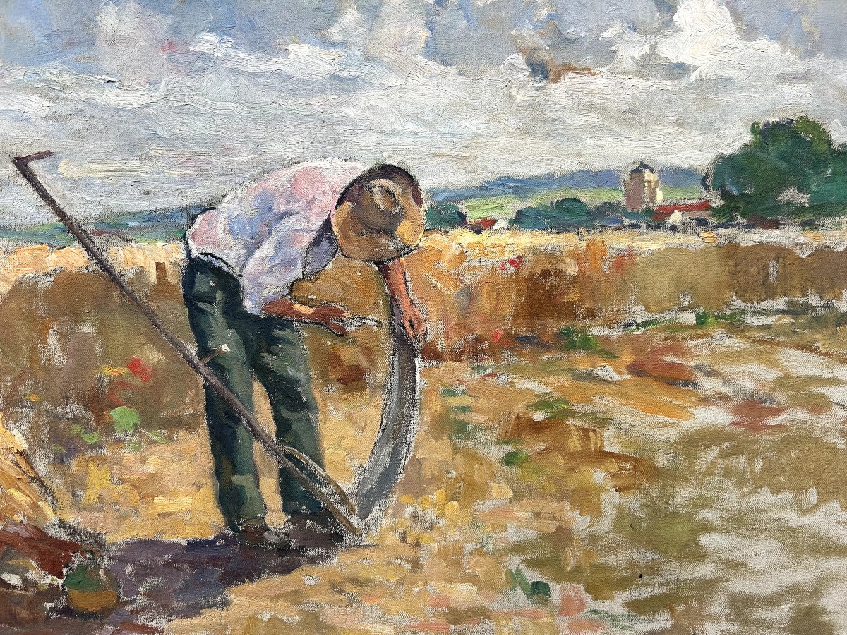 Louis Azéma, The Harvest, Oil On Canvas-photo-2