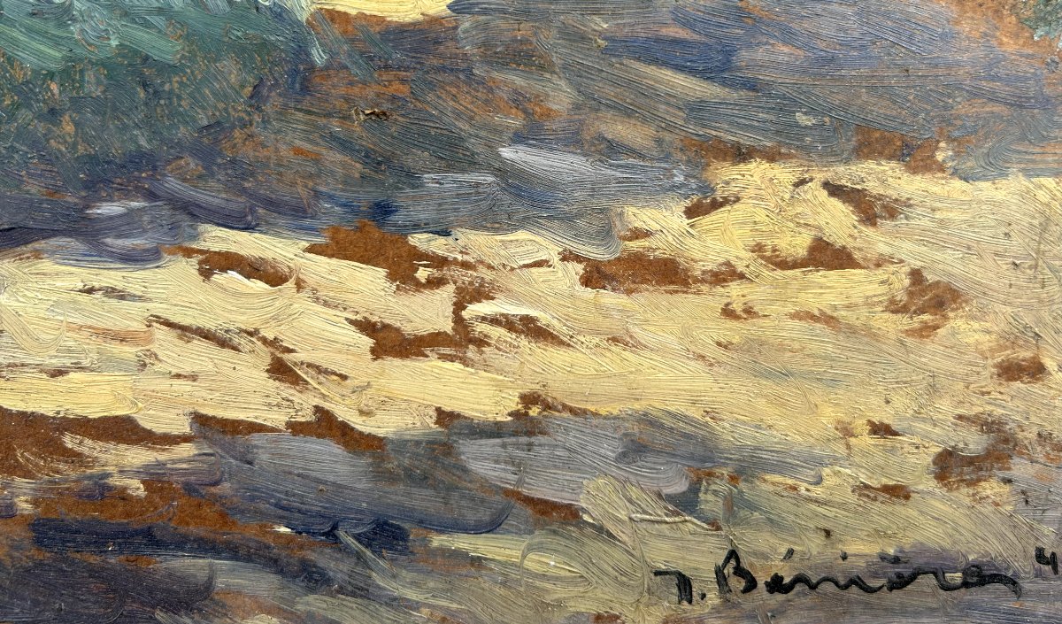 Lucien Bénière, Maison dans un jardin, huile sur panneau-photo-3