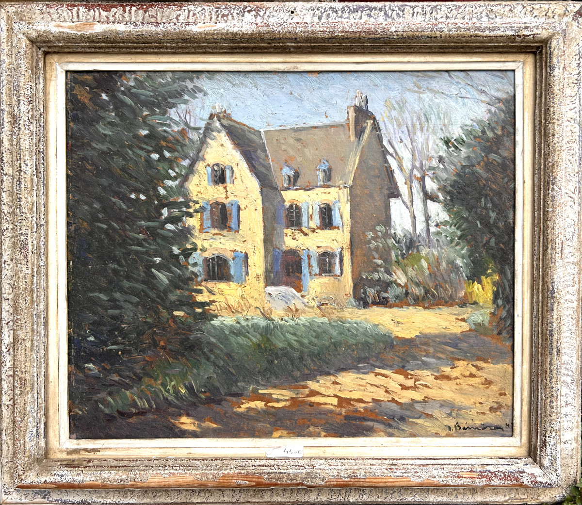 Lucien Bénière, Maison dans un jardin, huile sur panneau