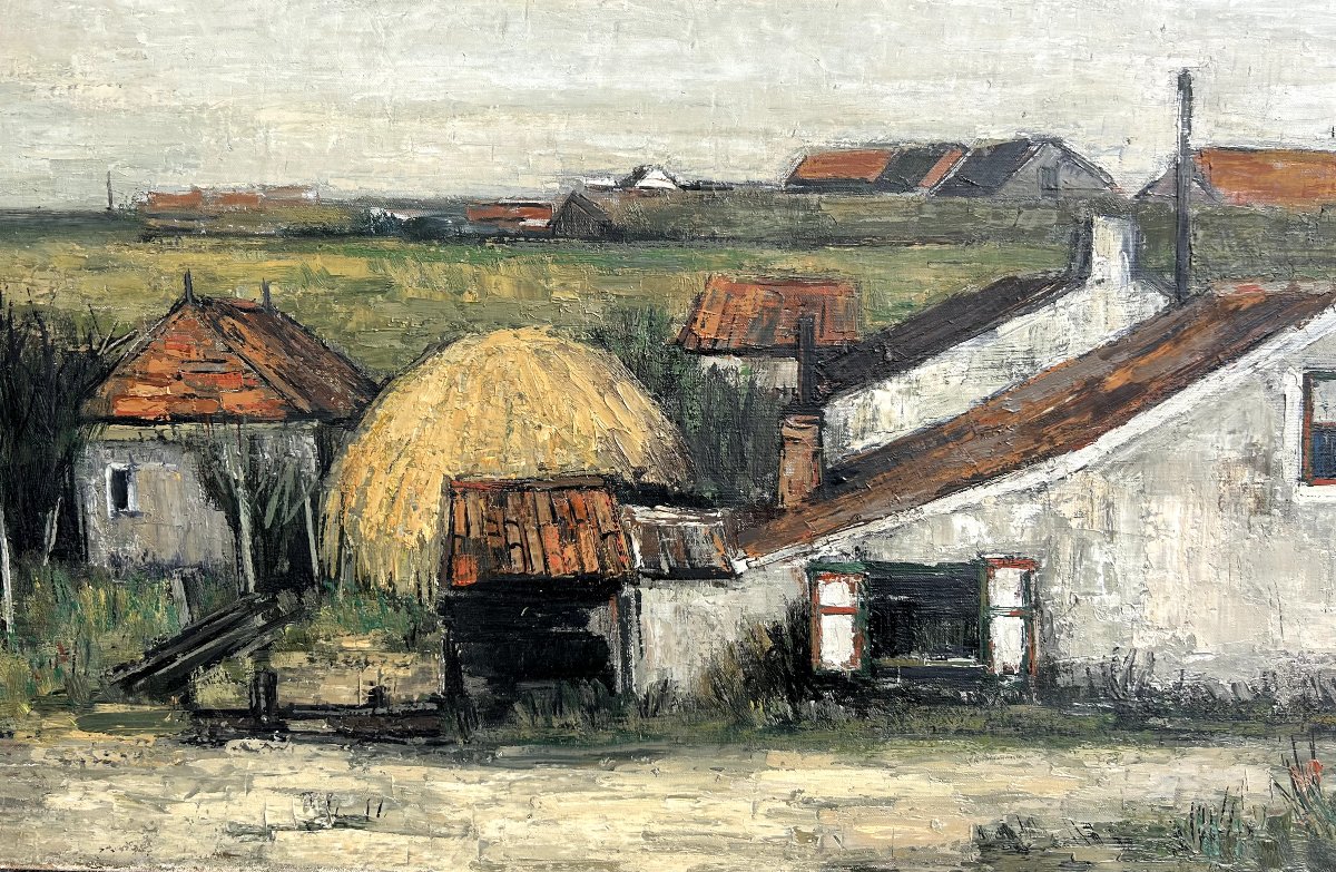 Ginette RAPP, Paysage de campagne, huile sur toile-photo-3