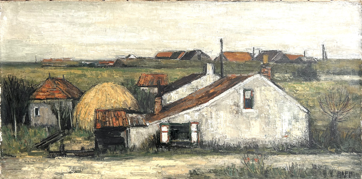 Ginette RAPP, Paysage de campagne, huile sur toile