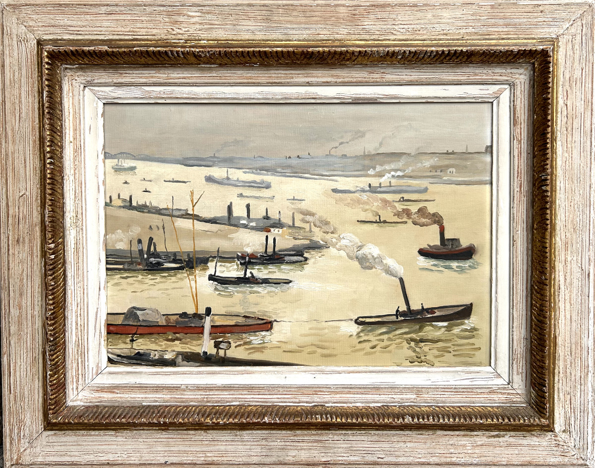 Anonyme, Port du Havre, huile sur toile
