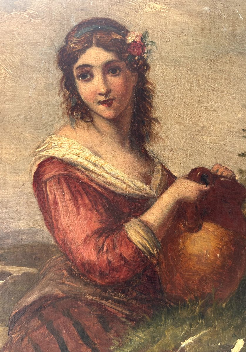Portraits de jeune fille, huiles sur toile, scènes de genre 19ème siècle-photo-2