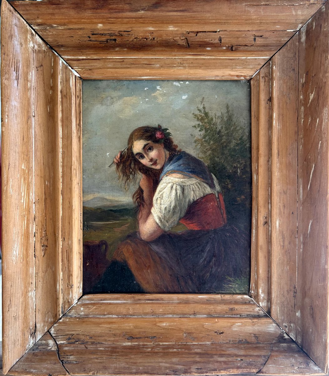 Portraits de jeune fille, huiles sur toile, scènes de genre 19ème siècle