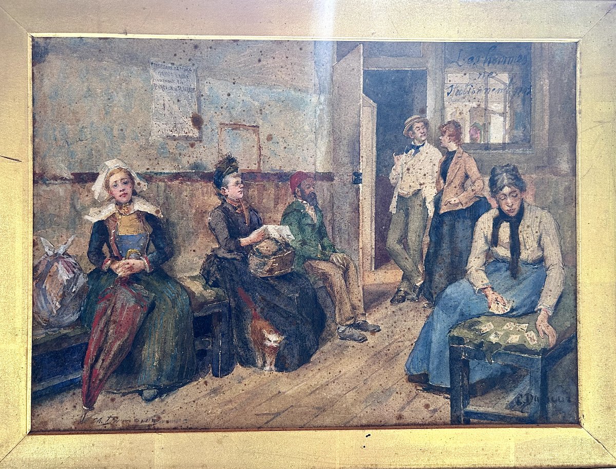 Charles Damon (?), The Employment Agency, Watercolor-photo-2