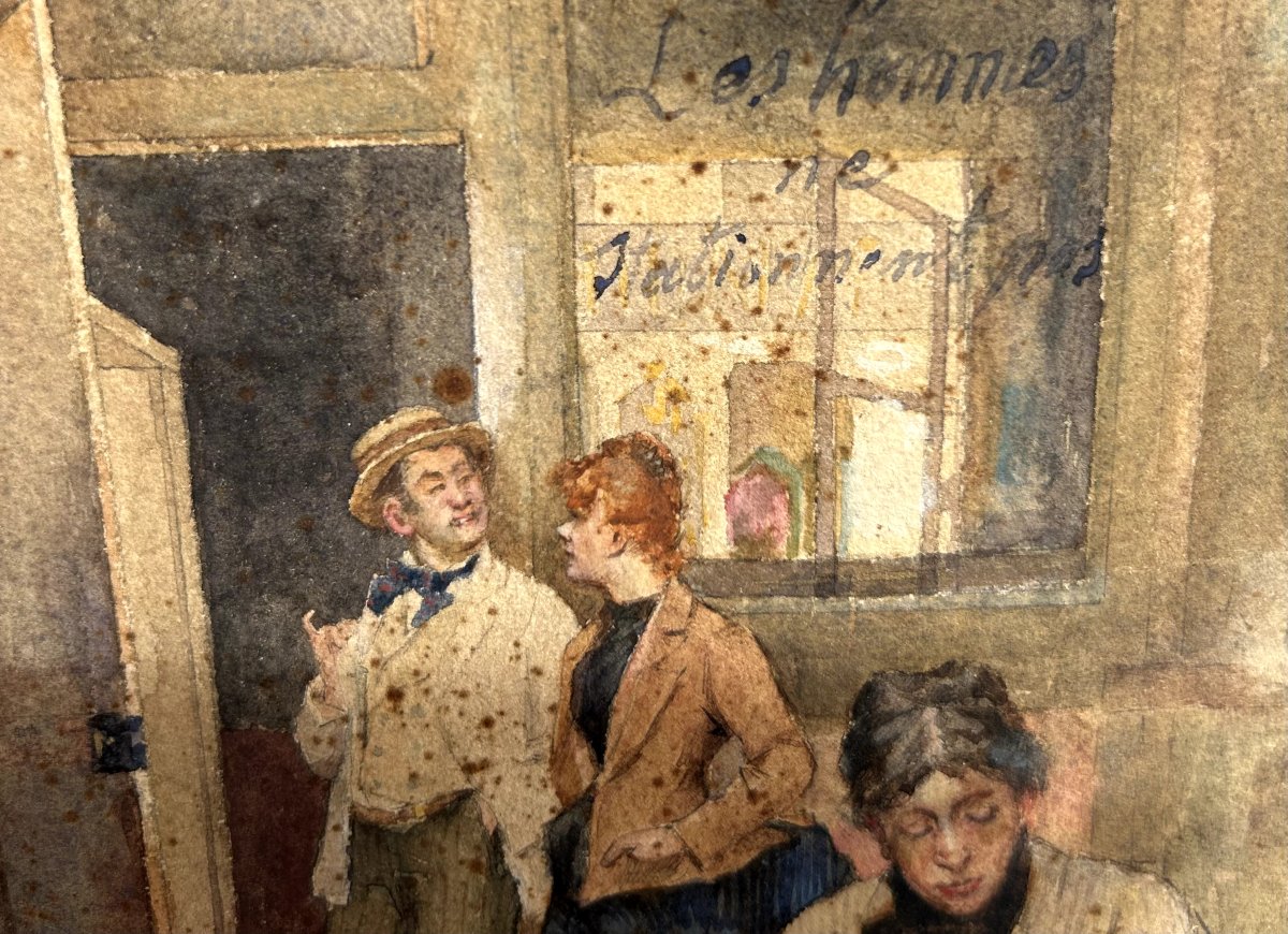 Charles Damon (?), The Employment Agency, Watercolor-photo-1