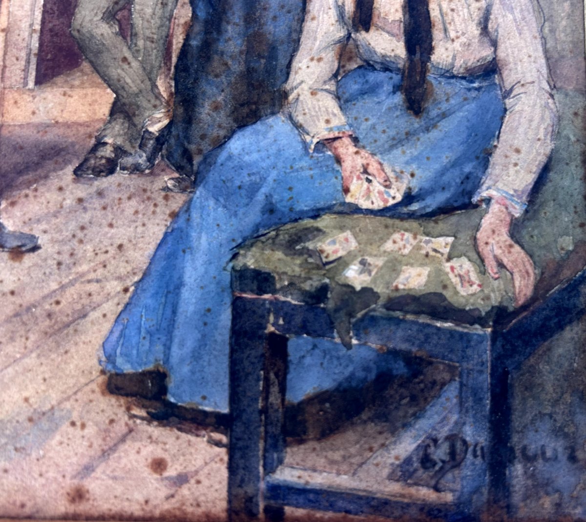 Charles Damon (?), The Employment Agency, Watercolor-photo-2