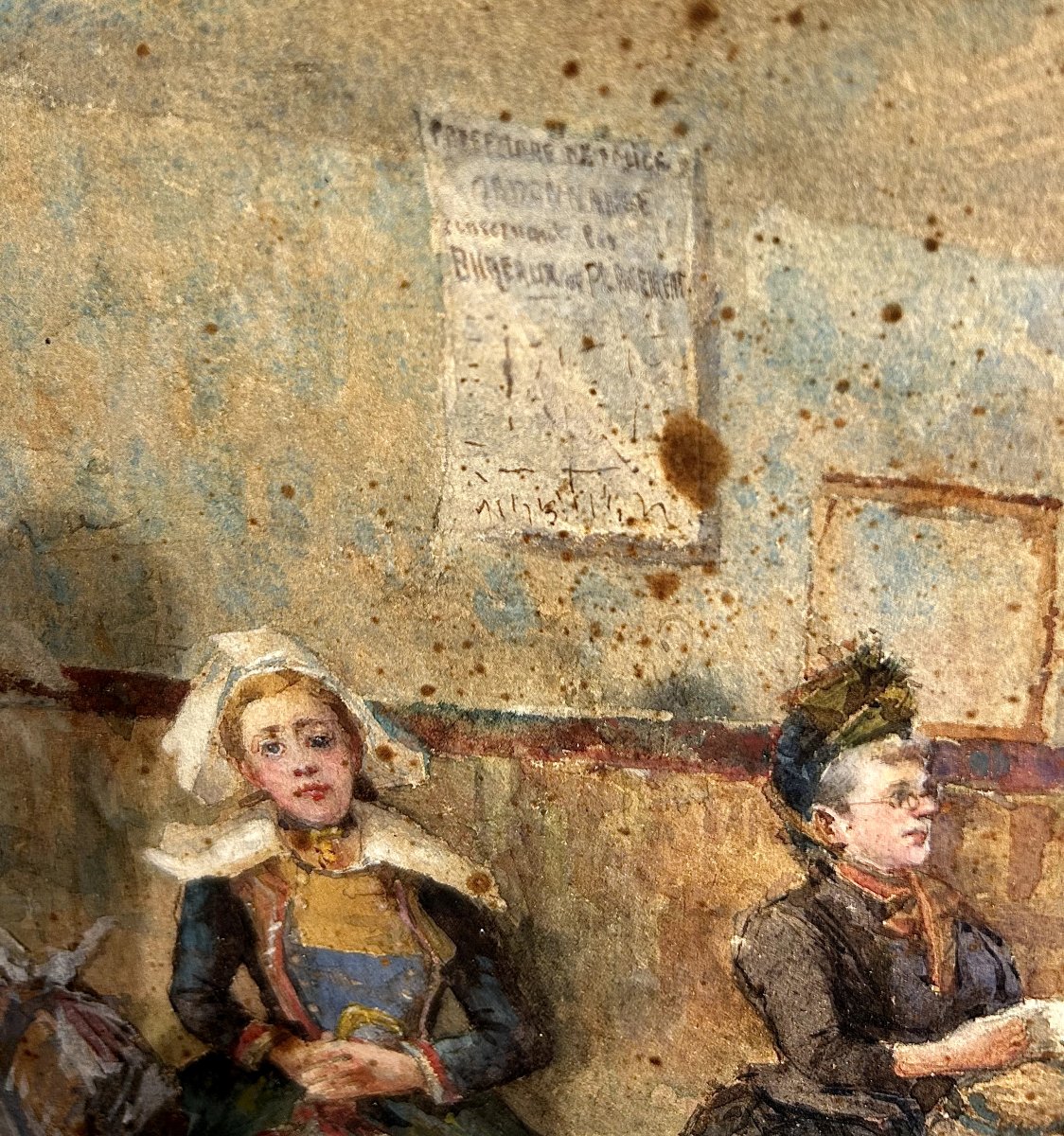 Charles Damon (?), The Employment Agency, Watercolor-photo-3