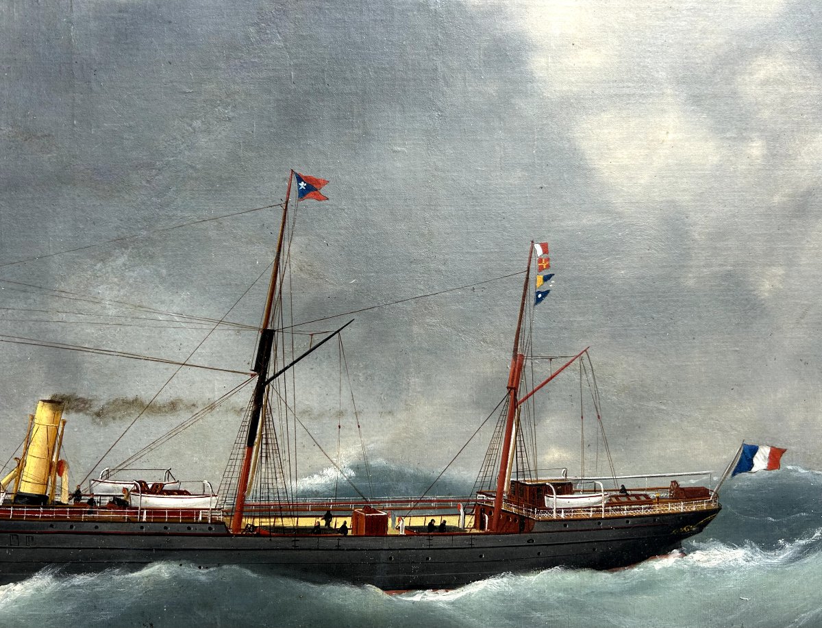 Edouard Adam, Ss Chili, Capt. Ch. Jouan, Oil On Canvas-photo-1