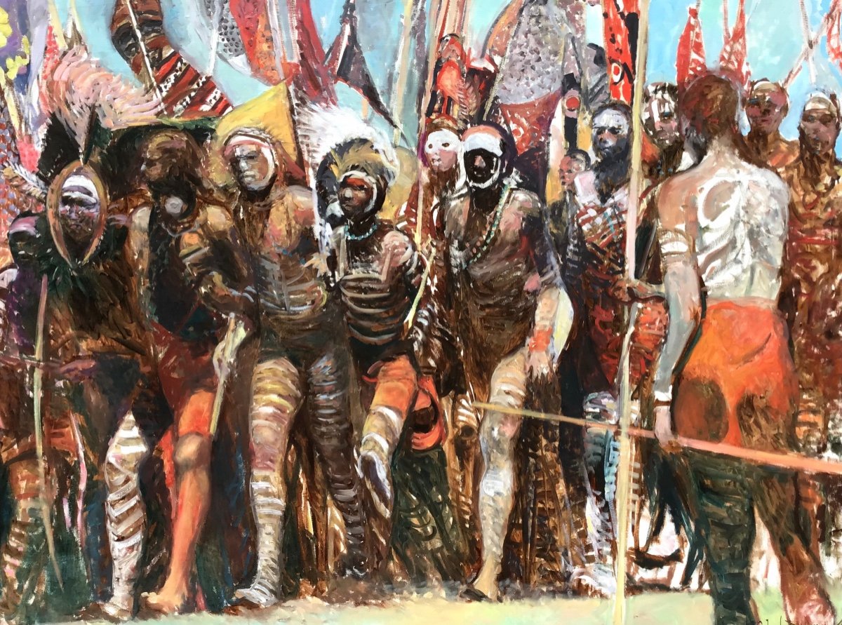 Patrice Landauer, Ceremony In Africa, Oil On Canvas 132x230 Cm-photo-2