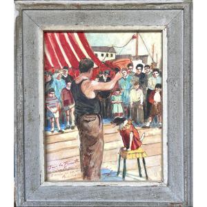 Jean la ferraille, gouache sur panneau, signér CC