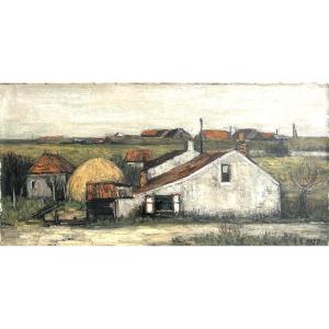 Ginette Rapp, Country Landscape, Oil On Canvas