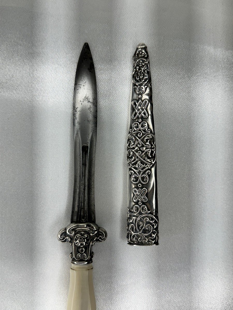 Romantic Napoleon III Dagger - 19th Century - Silver Steel -photo-2