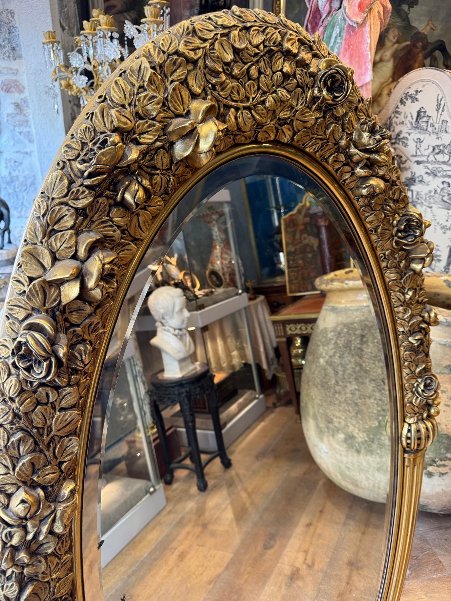 Miroir en bois doré -photo-2