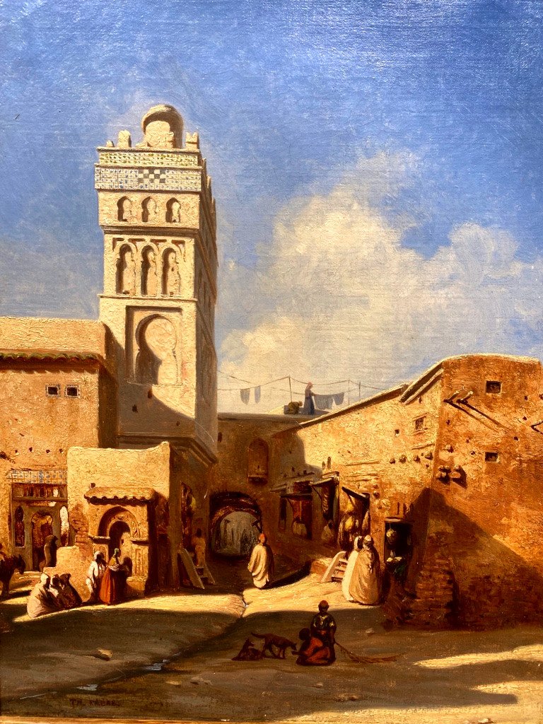 Scene Of Life Around A Mosque In Algeria By  Charles-théodore Frère (1814-1888)