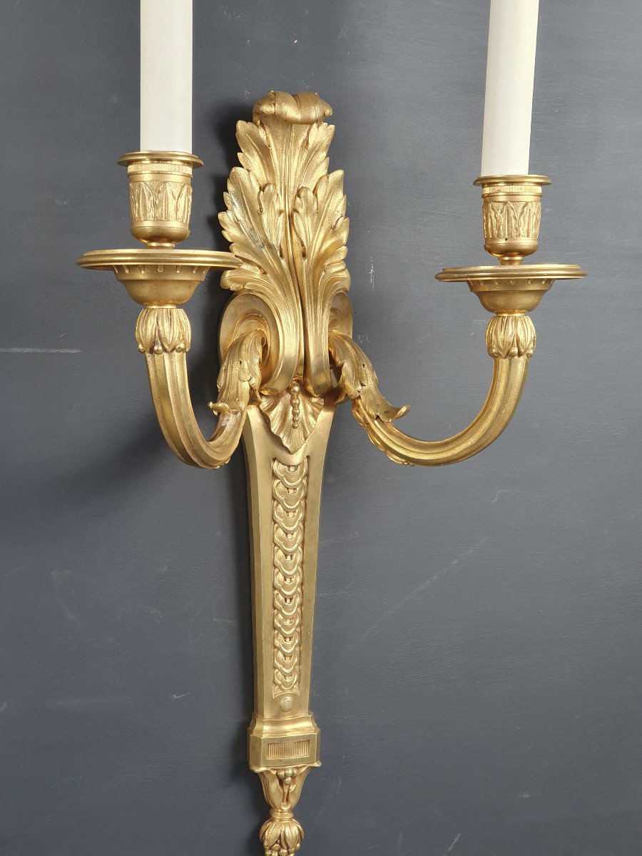 Large Pair Of Transition Style Sconces