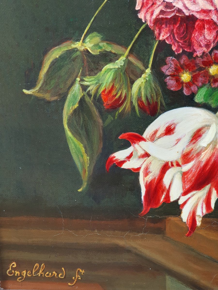 Dutch School - Oil On Canvas - Floral Composition In The Style Of The Seventeen Century-photo-3