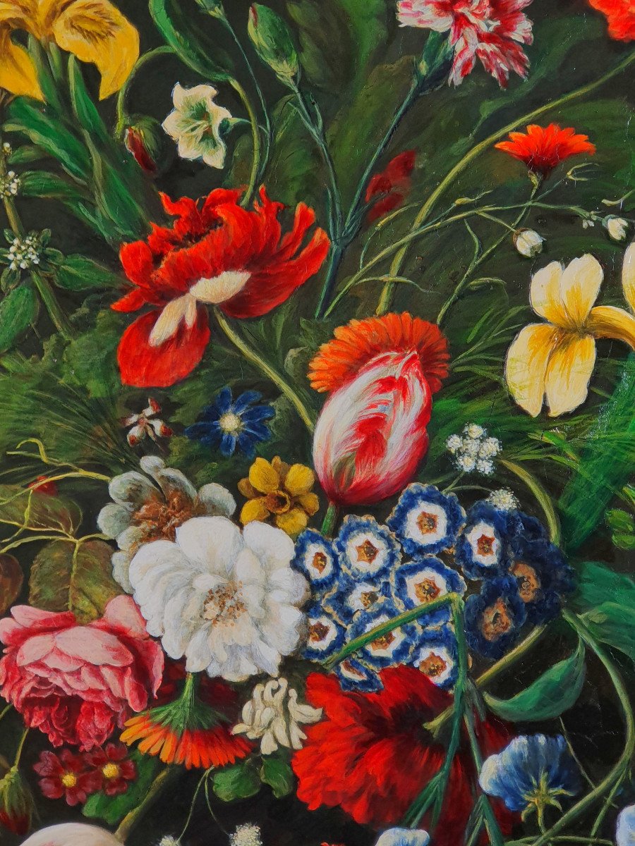 Dutch School - Oil On Canvas - Floral Composition In The Style Of The Seventeen Century-photo-4