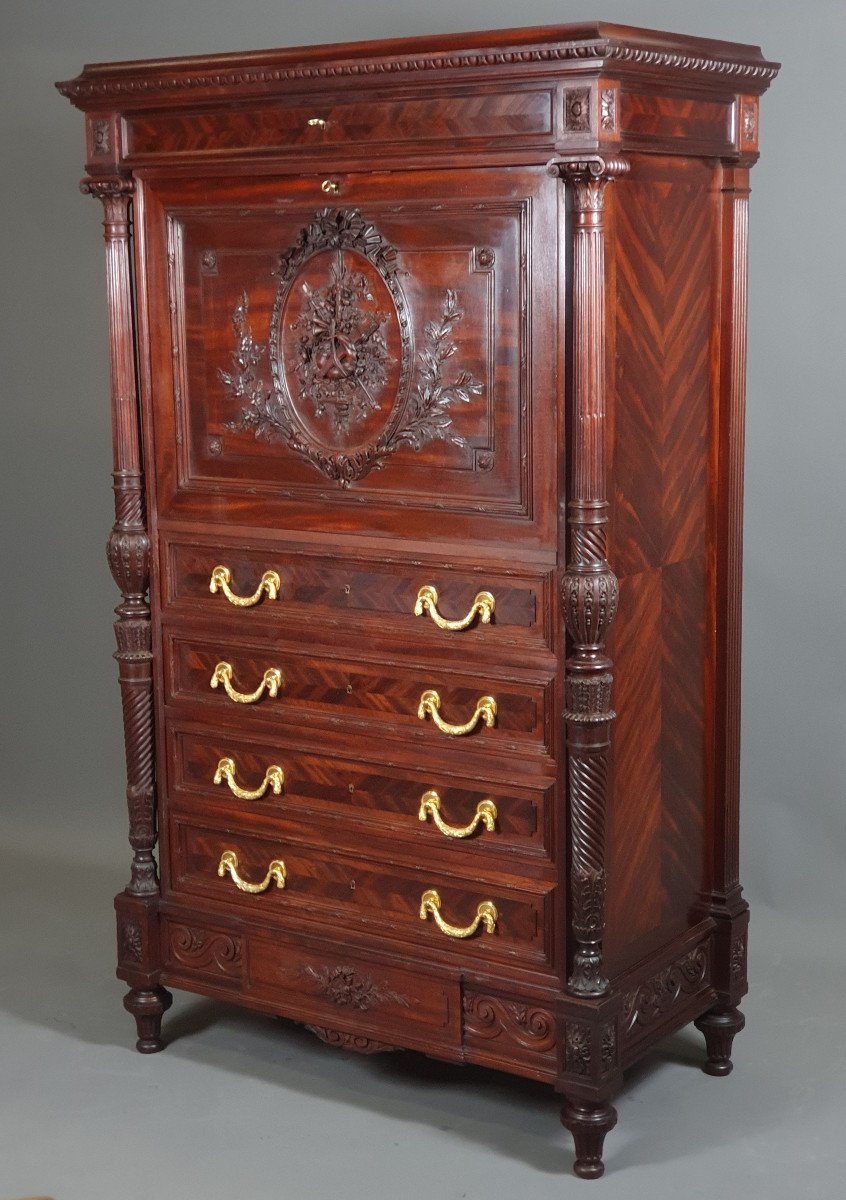 Secrétaire Porte Document De Style Louis XVI Estampillé Quignon à Paris -photo-4