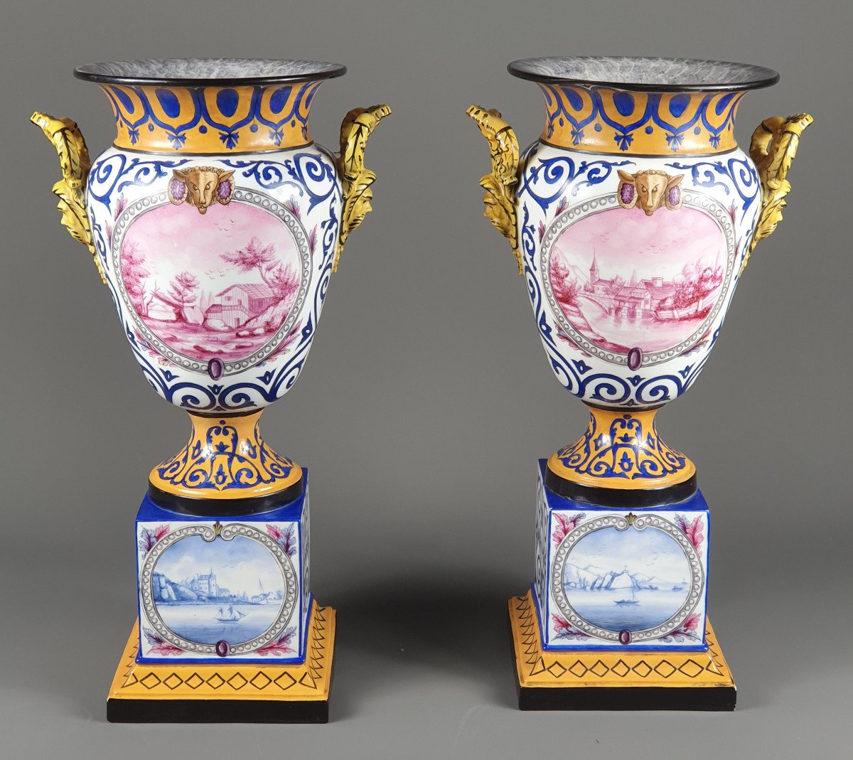 Paire De Grands Vases En Porcelaine De Paris Par Jacob Petit -photo-2