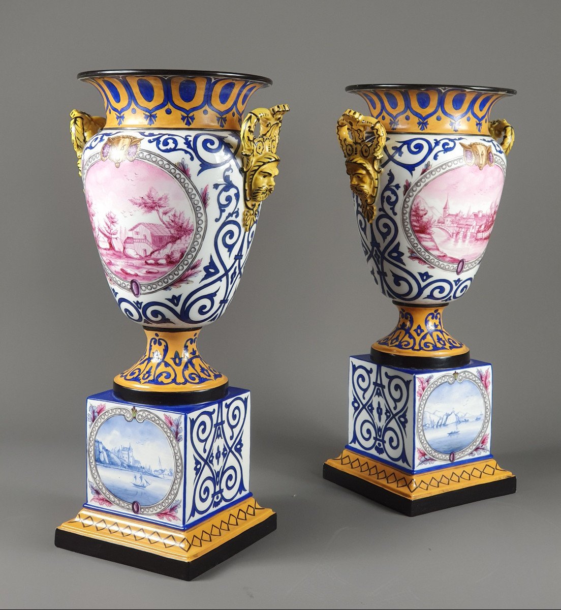 Paire De Grands Vases En Porcelaine De Paris Par Jacob Petit -photo-3