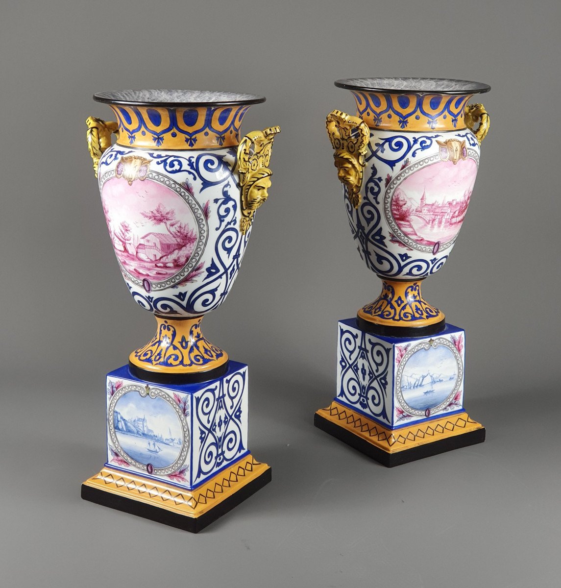 Paire De Grands Vases En Porcelaine De Paris Par Jacob Petit -photo-4