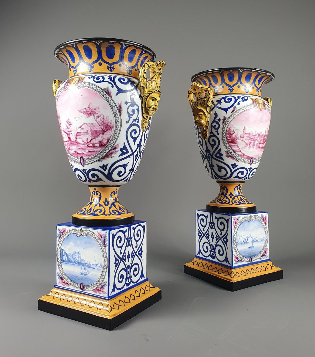 Pair Of Large Paris Porcelain Vases By Jacob Petit-photo-2