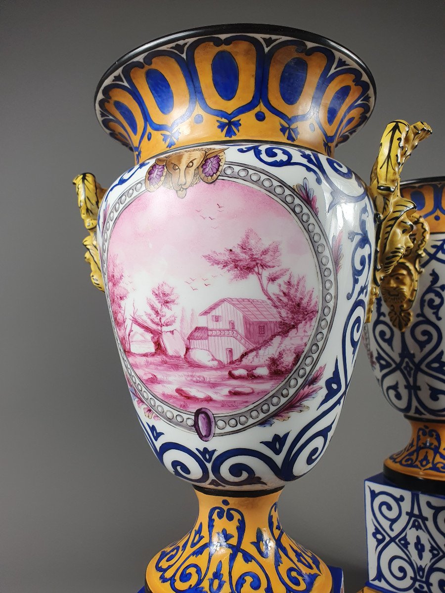 Paire De Grands Vases En Porcelaine De Paris Par Jacob Petit -photo-3