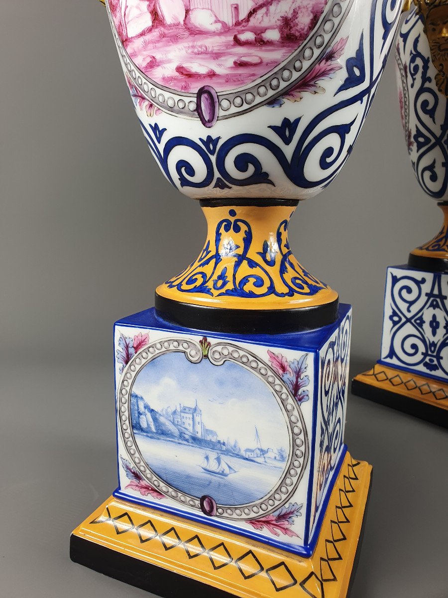 Paire De Grands Vases En Porcelaine De Paris Par Jacob Petit -photo-4