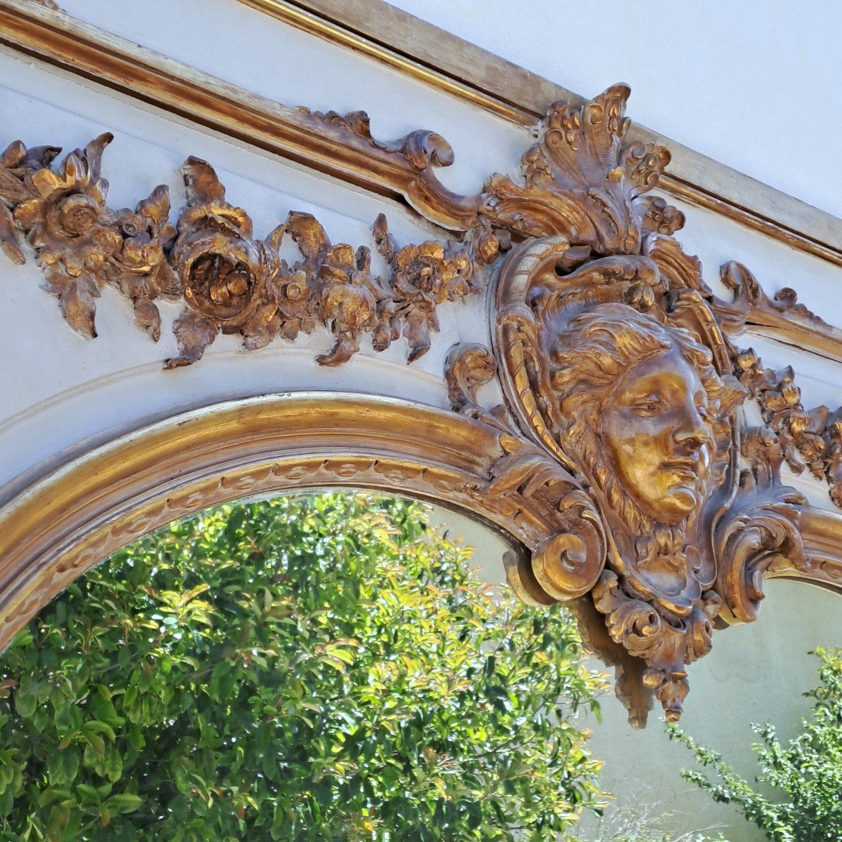 Important Trumeau De Style Louis XIV En Bois Laqué Et Doré-photo-6