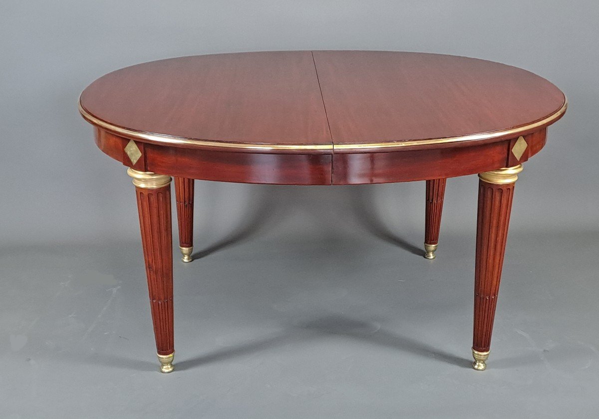 Louis XVI Style Dining Room Table In Mahogany And Gilt Bronze-photo-1
