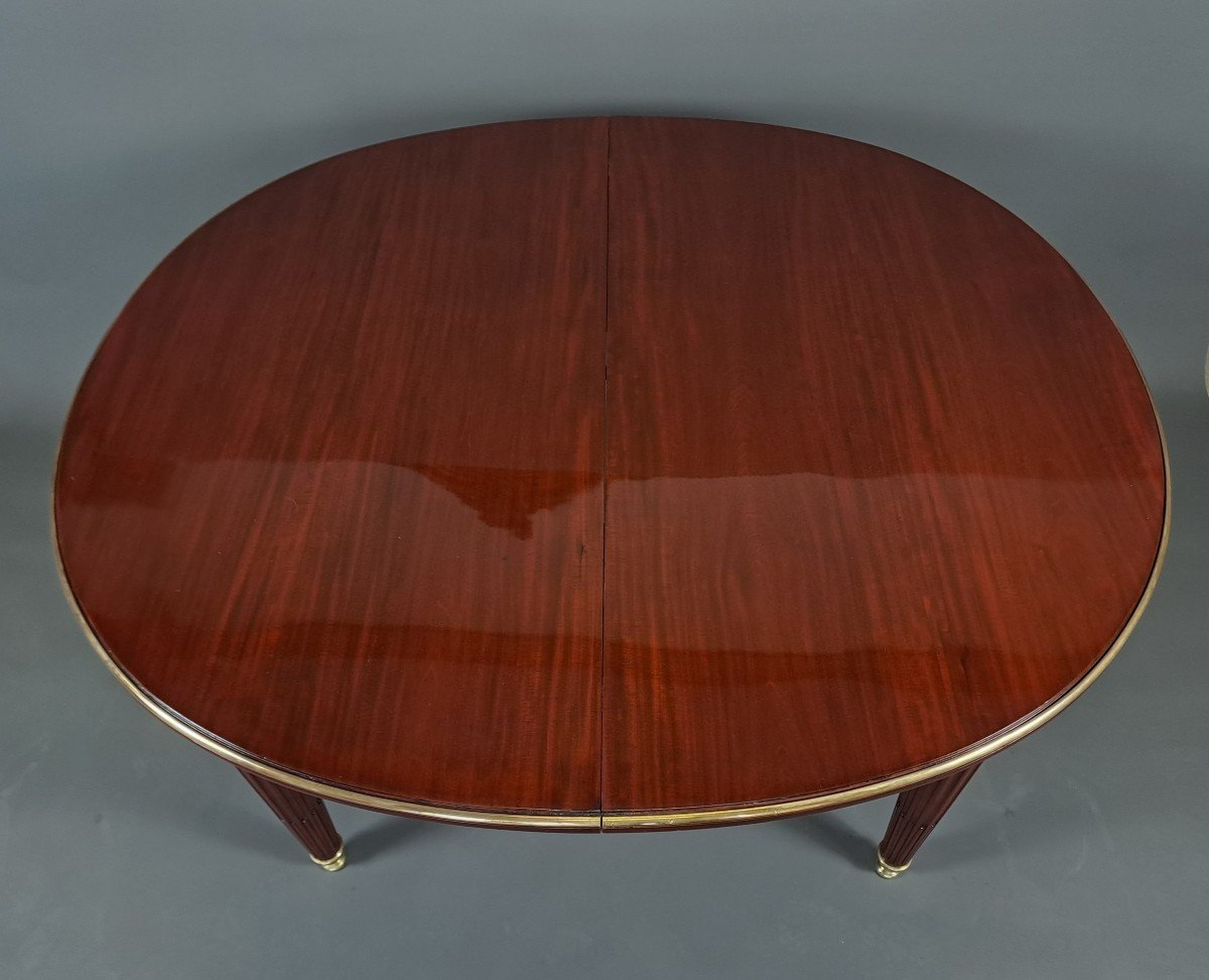 Louis XVI Style Dining Room Table In Mahogany And Gilt Bronze-photo-5