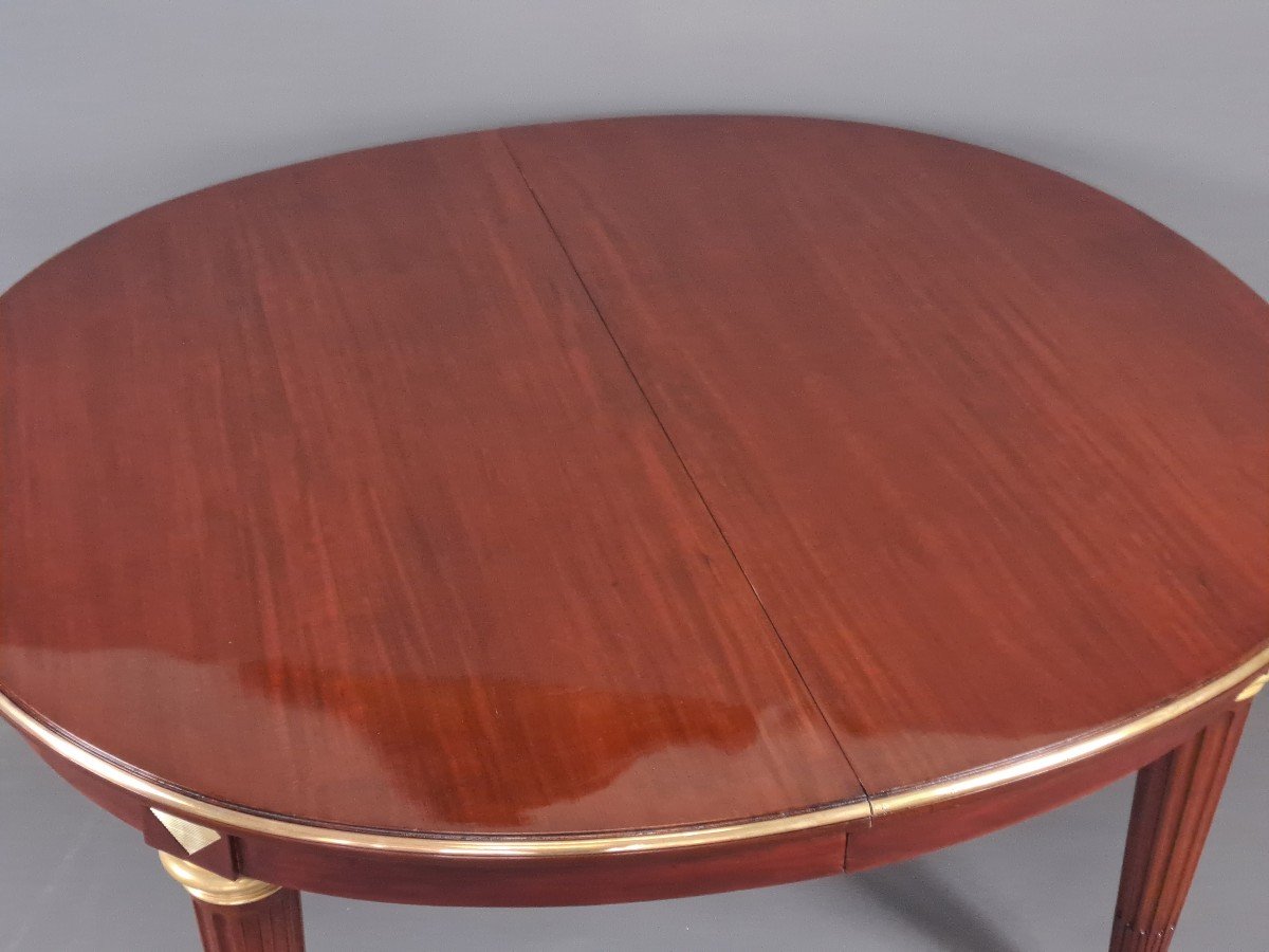 Louis XVI Style Dining Room Table In Mahogany And Gilt Bronze-photo-6