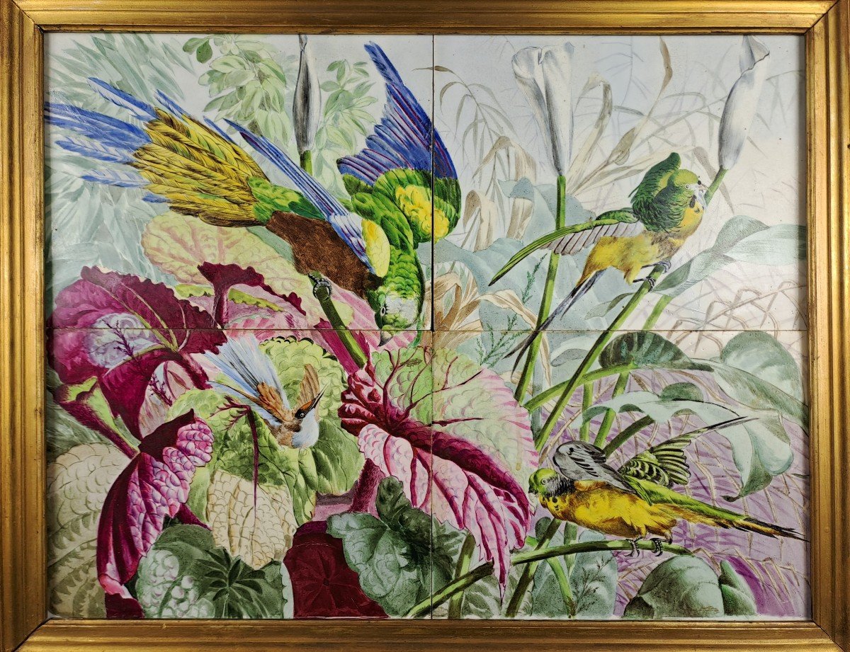Carouge Earthenware In Switzerland - Picolas & Degrange – Imperial Parakeet & Wavy Parakeets-photo-2