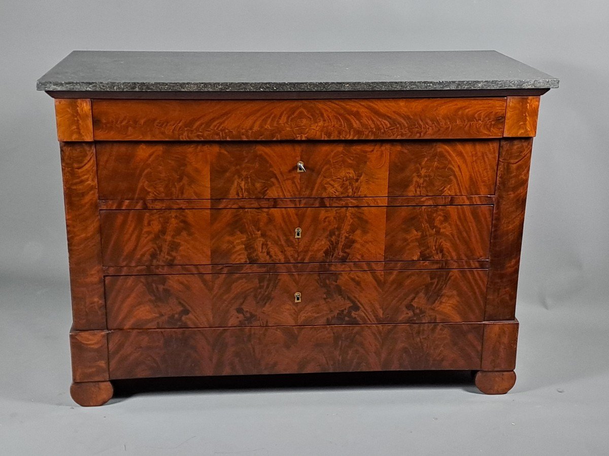 Restauration Period Commode In Flamed Mahogany-photo-3