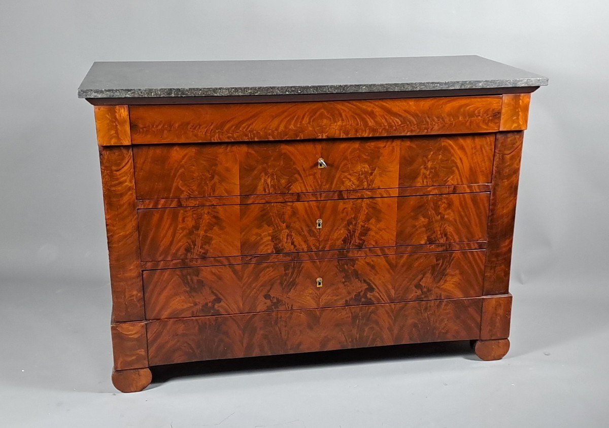 Restauration Period Commode In Flamed Mahogany-photo-3
