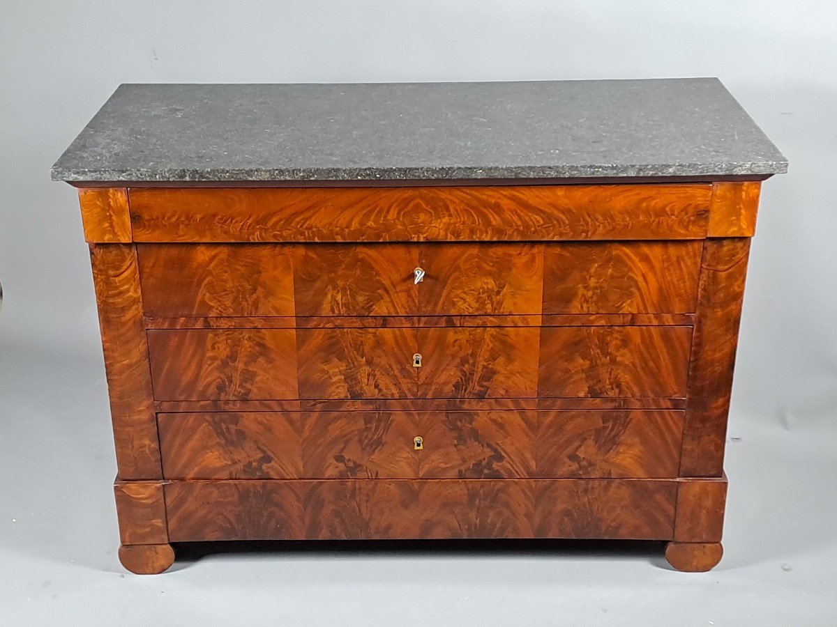 Restauration Period Commode In Flamed Mahogany-photo-5
