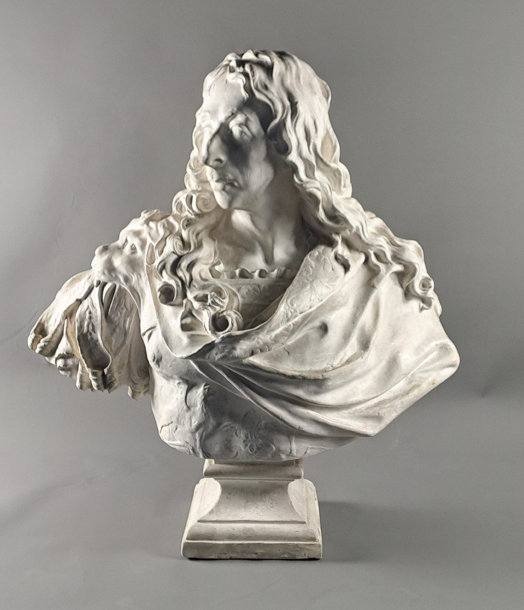 Grand Buste En Plâtre Du Prince De Condé Du XIXème Siècle 