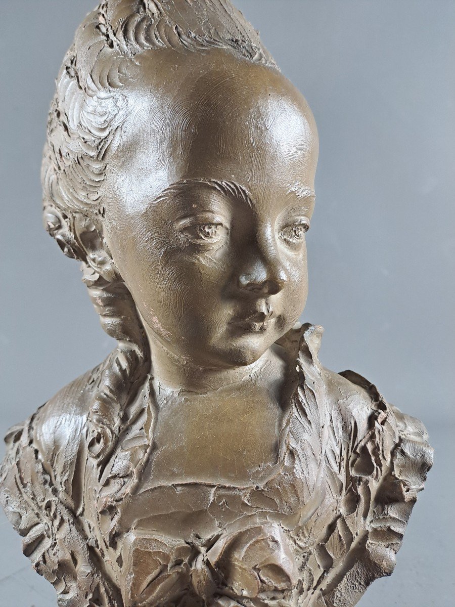 Buste De Jeune Fille En Terre Cuite Signé Fernand Cian -photo-8
