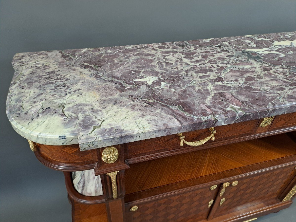Louis XVI Style Buffet In Marquetry And Gilt Bronze Stamped Vincent Epeaux In Paris-photo-5