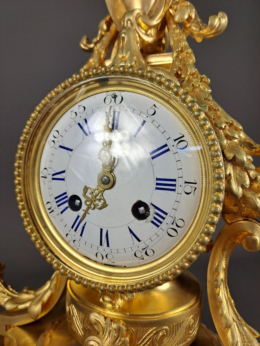 Louis XVI Style Clock In Gilt Bronze-photo-6
